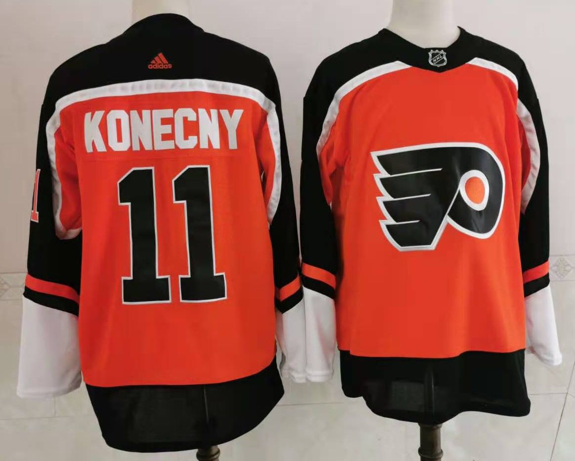 Adidas Men Philadelphia Flyers #11 Konecny Orange Home Authentic Stitched NHL Jersey